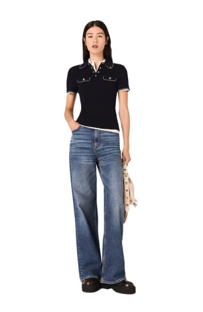 Maje Short-sleeve Polo Shirt In Blue