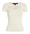 Maje Short-sleeve Ribbed Top In White