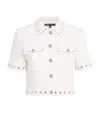 Maje Moboy Studded Cropped Cardigan In White