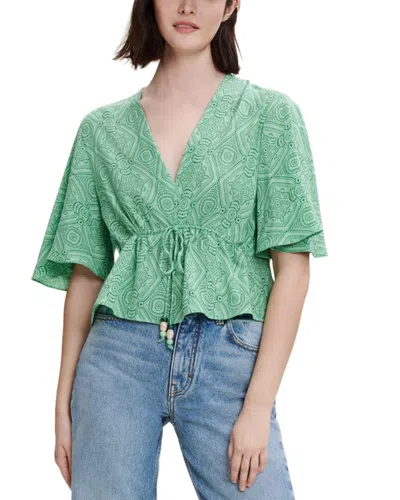 Maje Short Sleeve Top In Green