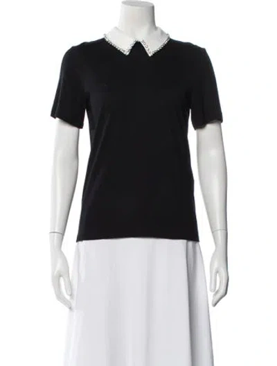 Pre-owned Maje Short Sleeve Top In Black