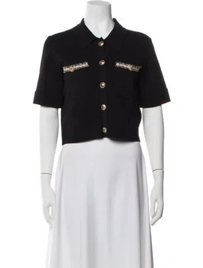 Pre-owned Maje Short Sleeve Top In Black