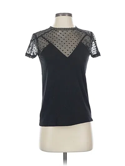 Pre-owned Maje Short Sleeve Top Black Mock Neckline Tops