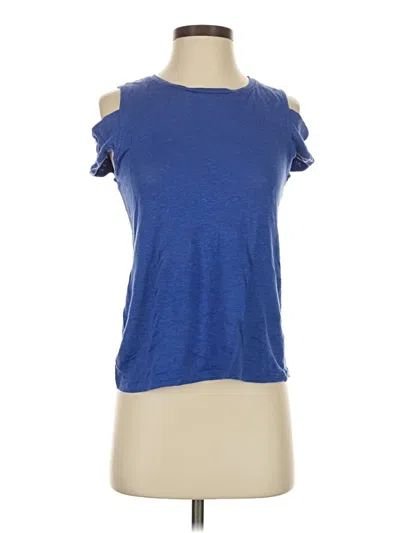Pre-owned Maje Short Sleeve Top Blue Cold Shoulder Neckline Tops