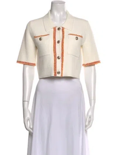 Pre-owned Maje Short Sleeve Top In Neutral