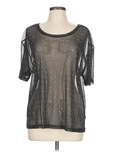 Pre-owned Maje Short Sleeve Top Silver Metallic Pattern Scoop Neck Tops
