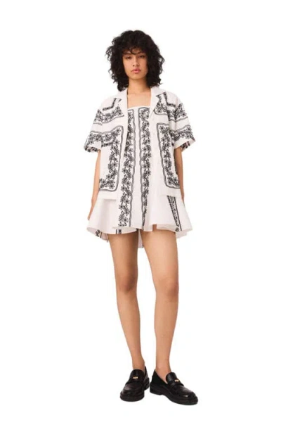 MAJE MAJE SHORT-SLEEVED EMBROIDERED SHIRT