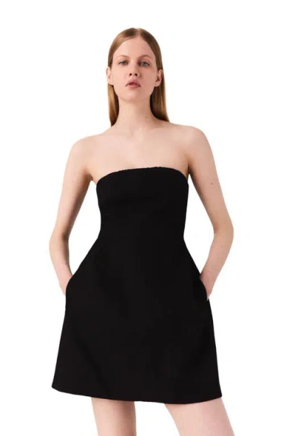 Maje Short Strapless Linen Dress