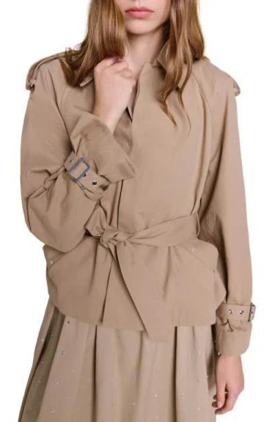 MAJE MAJE SHORT STUDDED TRENCH COAT