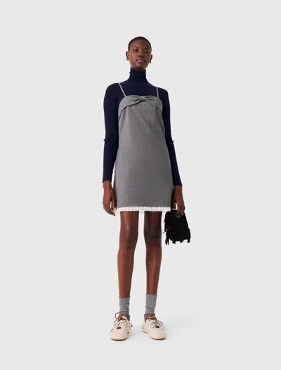 Maje Short Tailored Dress With Lace In Gray