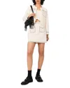 Maje Short Topstitched Knit Skirt In Neutral