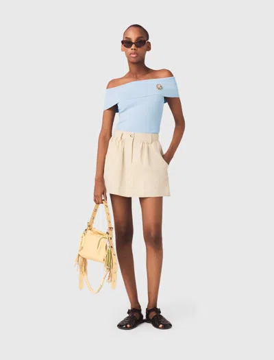 Maje Short Trompe L'œil En Coton In Neutral