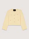 Maje Short Tweed And Lurex Jacket In Yellow