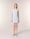 Maje Womens Sleeveless Tweed Cotton-blend Mini Dress Bleus In Blue Sky