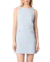 Maje Womens Sleeveless Tweed Cotton-blend Mini Dress Bleus In Blue Sky