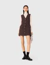 Maje Short Tweed Dress In Brown