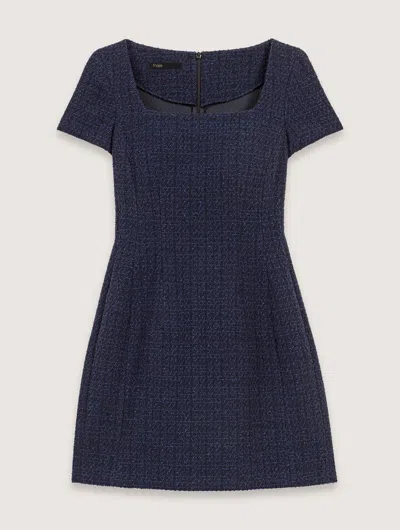 Maje Short Tweed Dress In Marine