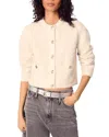 Maje Short Tweed-effect Cardigan In Ecru