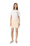 Maje Jusselina Knit Mini Skirt In Pink/ecru