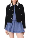 Maje Short Tweed Jacket In Black