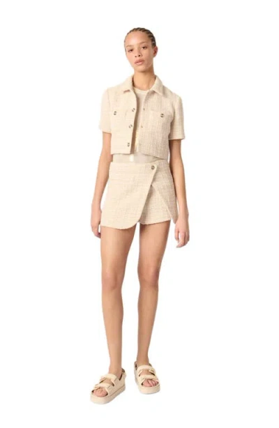 MAJE MAJE CROPPED SHORT SLEEVE TWEED JACKET