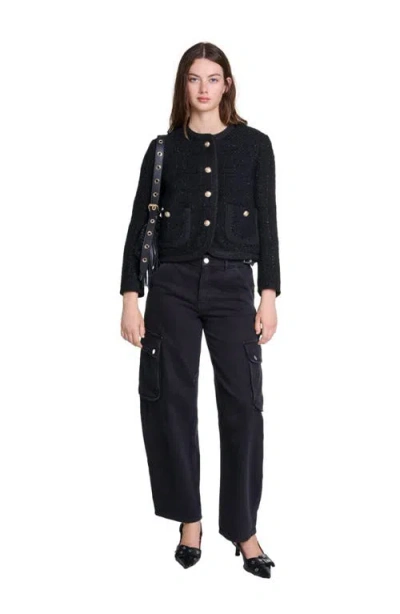 Maje Short Tweed Jacket In Black