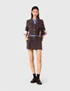 Maje Short Tweed Jacket In Brown