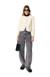 Maje Short Tweed Jacket In Ecru
