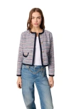 Maje Short Tweed Jacket In Gray