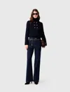 Maje Short Tweed Jacket In Navy