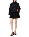 Maje Short Velvet Collar Studded Jacket In Black