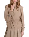 Maje Gustuds Short Water-repellent Trench Jacket In Beige