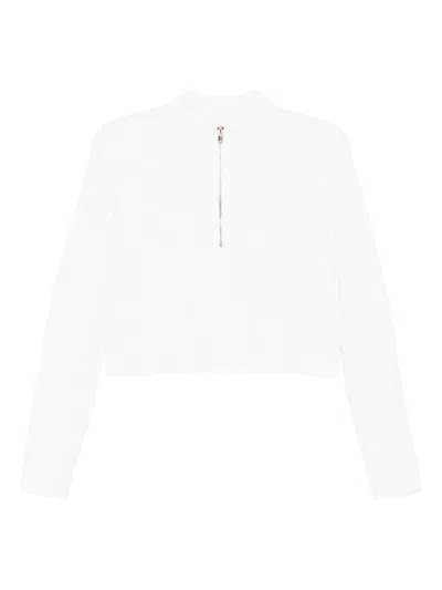 Maje Short-zip Ribbed Sweater In White