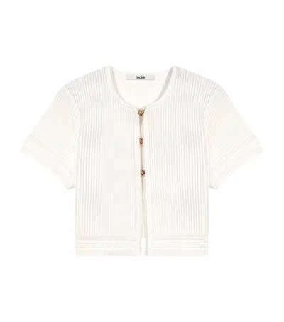 Maje Short-sleeve Cardigan In White