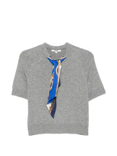 Maje Short-sleeve Sweater In Gray