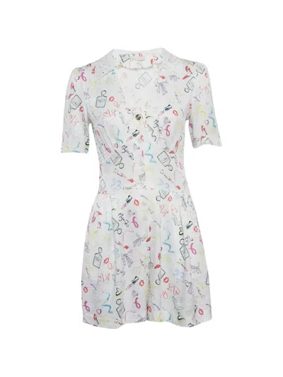 Pre-owned Maje Short-sleeves Playsuit In White