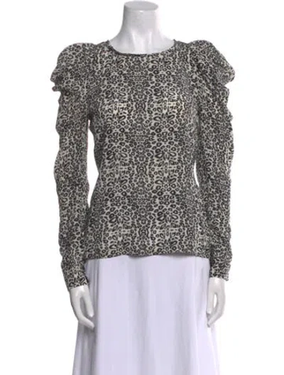 Pre-owned Maje Silk Animal Print Blouse In White