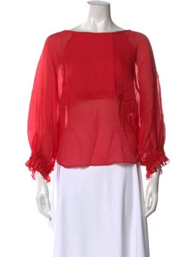 Pre-owned Maje Silk Bateau Neckline Blouse In Red