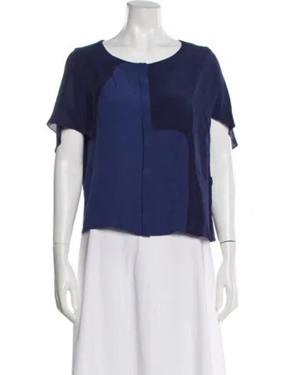 Pre-owned Maje Silk Colorblock Pattern Blouse In Blue