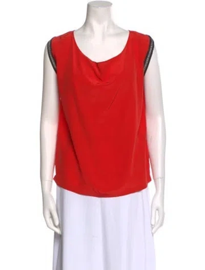 Pre-owned Maje Silk Cowl Neck Blouse In Orange