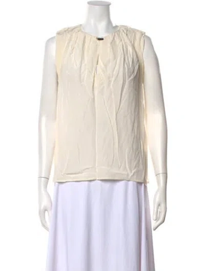 Pre-owned Maje Silk Crew Neck Blouse In Neutrals