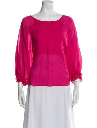 Pre-owned Maje Silk Crew Neck Blouse In Red