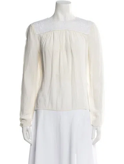 Pre-owned Maje Silk Crew Neck Blouse In White