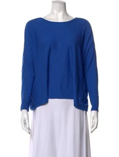 Pre-owned Maje Silk Crew Neck Sweater In Blue