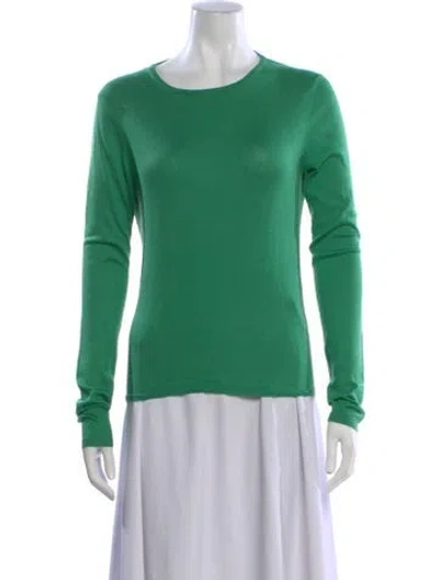 Pre-owned Maje Silk Crew Neck Sweater In Green
