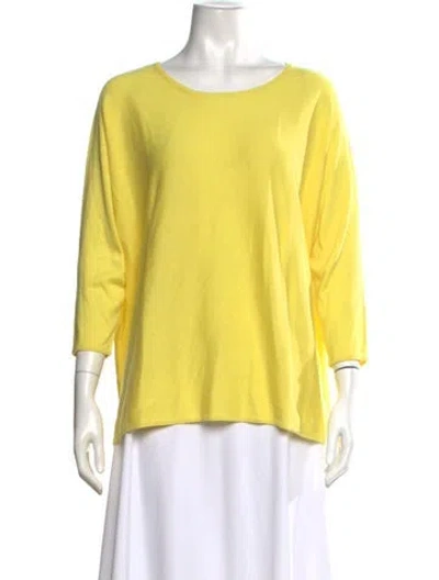 Pre-owned Maje Silk Crew Neck Sweater In Yellow