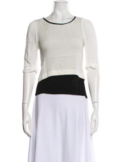Pre-owned Maje Silk Crew Neck Top In Neutral