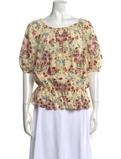 Pre-owned Maje Silk Floral Print Blouse In Neutrals