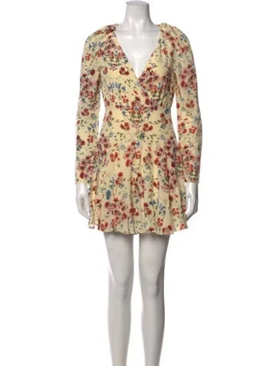 Pre-owned Maje Silk Floral Print Jumpsuit In Yellow