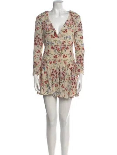 Pre-owned Maje Silk Floral Print Romper In Neutral
